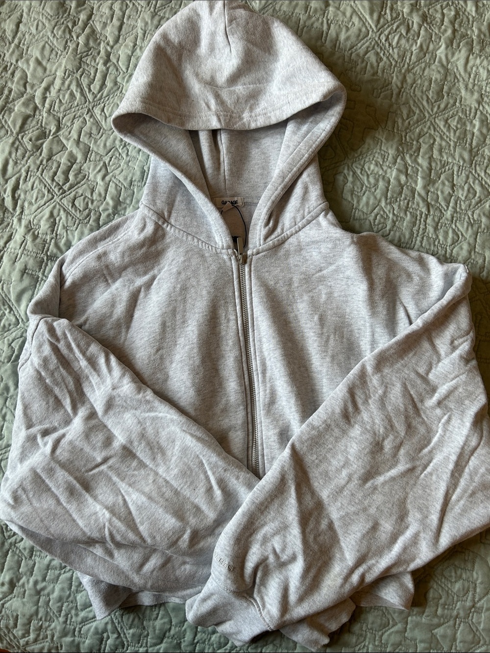 Garage Light Gray Zip-Up Hoodie Sweater -women’s